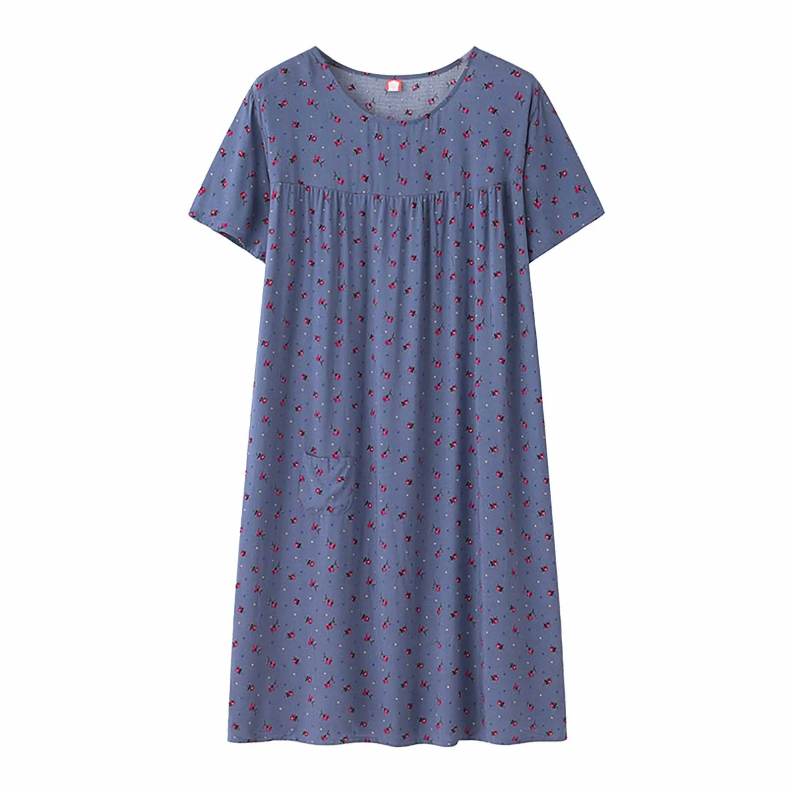 Summer Cotton Silk Short Sleeved Homewear Dress Women New Fashion Printting Loose Fitting Plus Size Comfortable Sleepwear Dress