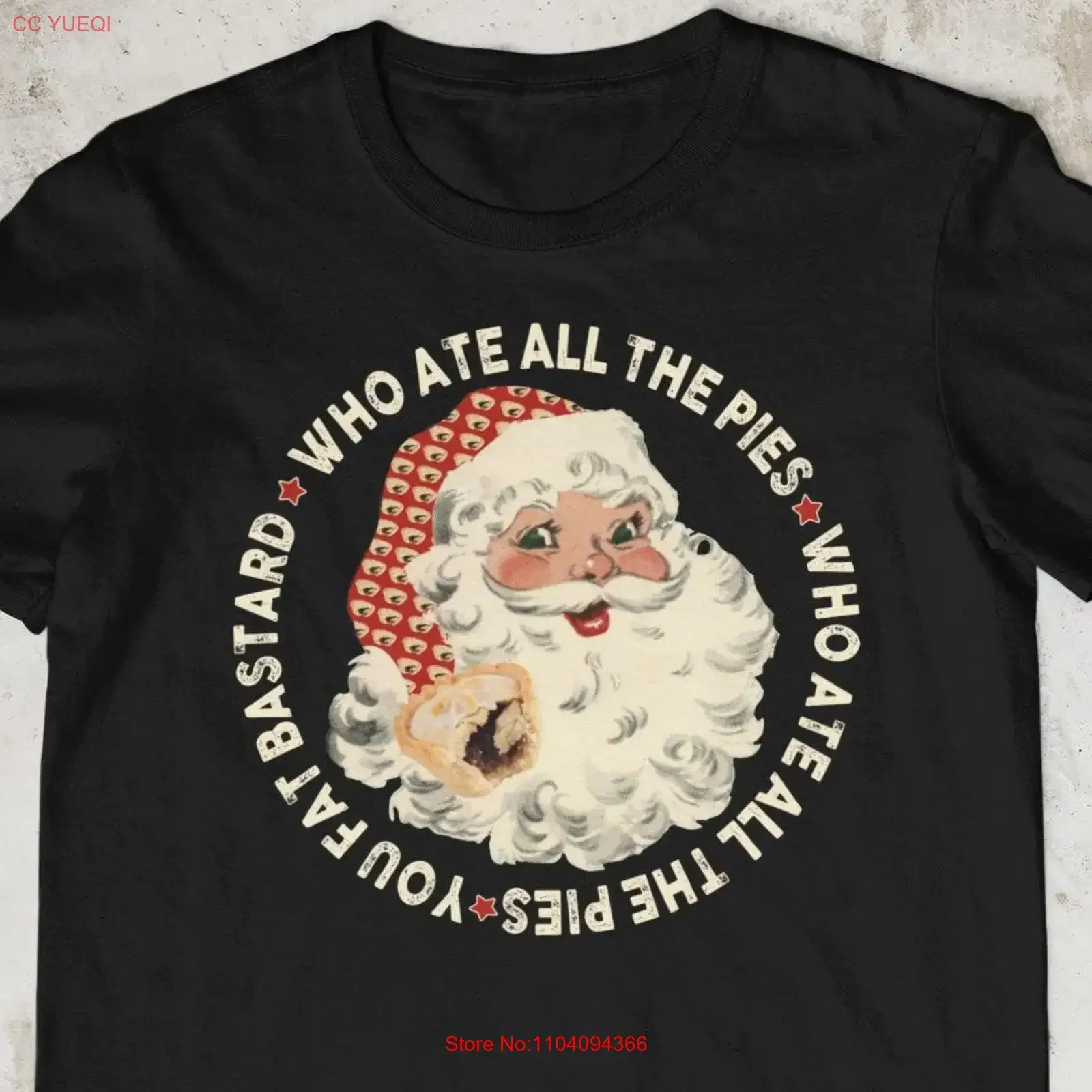 Camiseta navideña divertida de Papá Noel para hombre, que comieron todas las tortas, You Fat Bastard, vintage, lavada, elegante