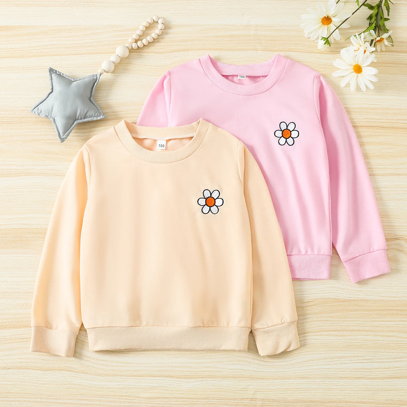 

2024 Hot Kids Toddler Chlidren Unisex Autumn Winter Print Flower Long Sleeve Hoodie Pullover Sweatshirt Clothing Leisure Wear