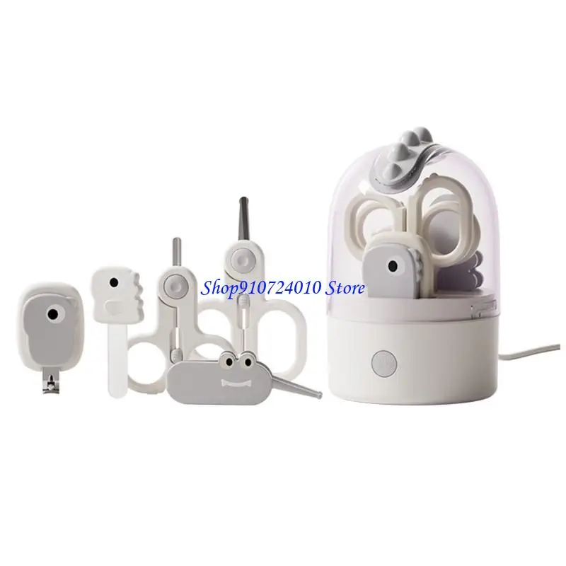 

77HD перезаряжаемый набор для ухода за детскими ногтями со стерилизованным светильником, закругленными безопасными резаками, для