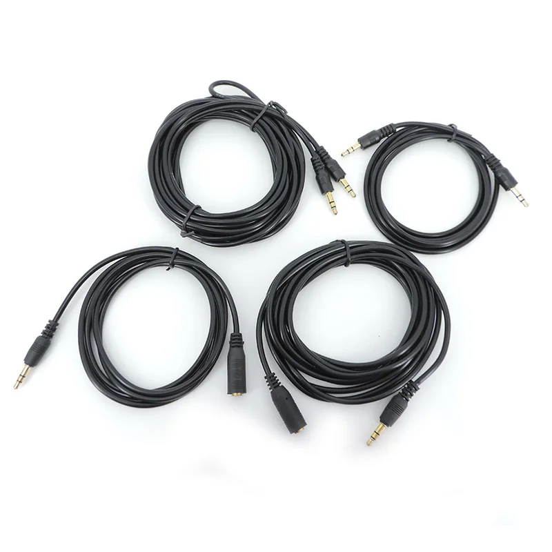 10pcs 1.5/3/5m Male to Female 3.5mm Jack Male to Male Plug Stereo Aux Extension Cable Cord Audio for Headphone Earphone J17