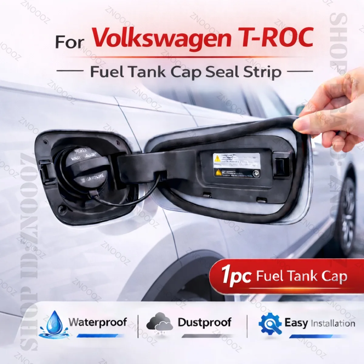 Car Seal Strip Rubber Double Layer Dustproof Waterproof Sealing Protector Gas Cap Trim 1pc Fuel Tank Cover For Volkswagen T-ROC