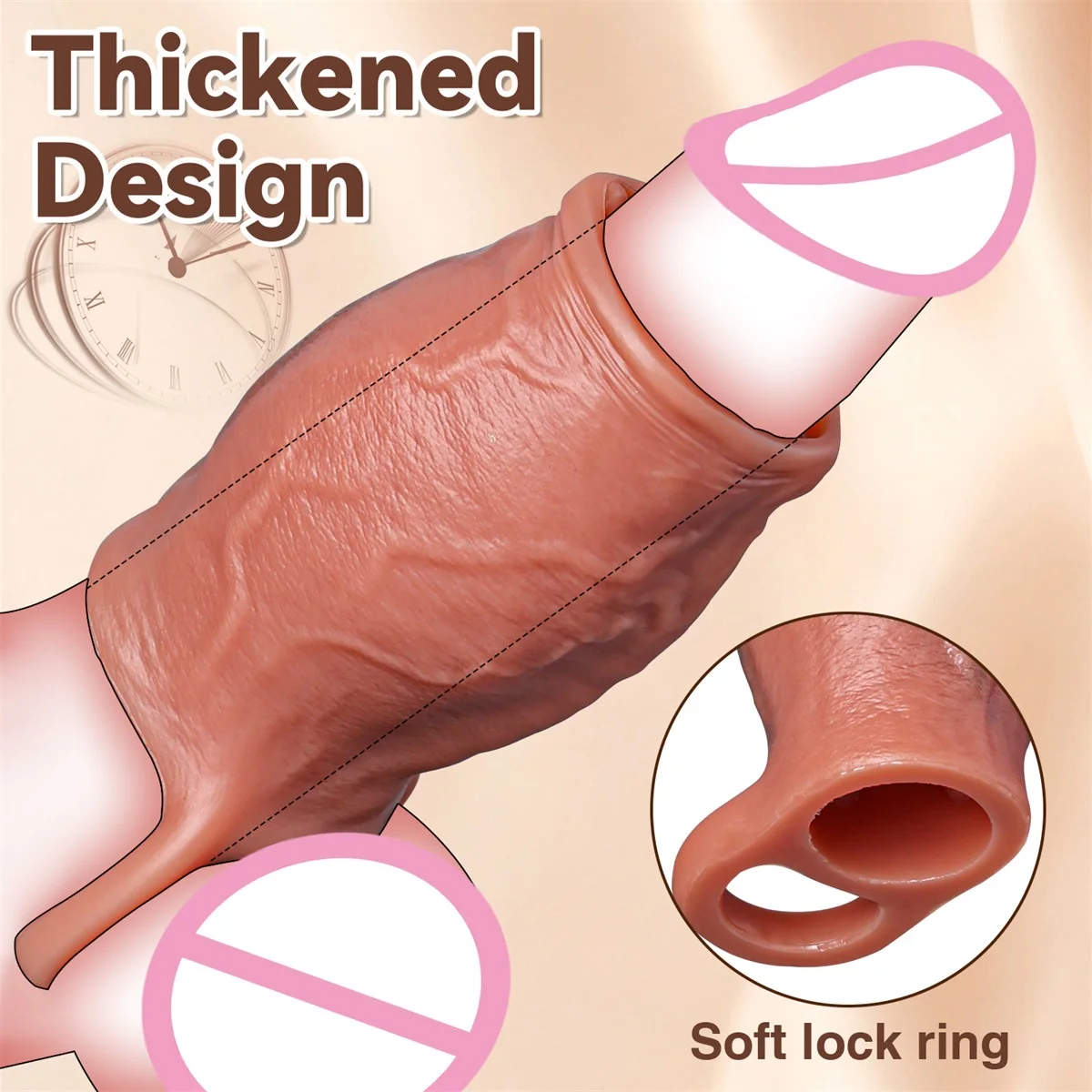 Skin Feeling Realistic Dildo Dick Pump Sleeve Enlargement Penis Covers Extender Men's Condoms Cock Ring Adult Sex Toy For Male - view 5