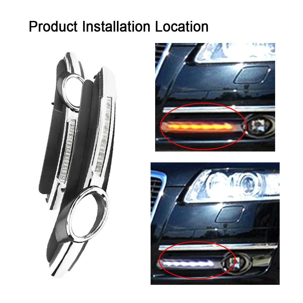 

For Audi A6L 2005 2006 2007 2008 LED Daytime Running Light DRL Driving Fog Lamp Turn Signal Car Accessories