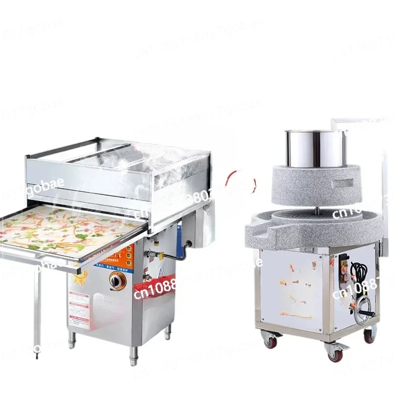 Electric rice flour stone grinder Commercial grinder Automatic rice flour machine set