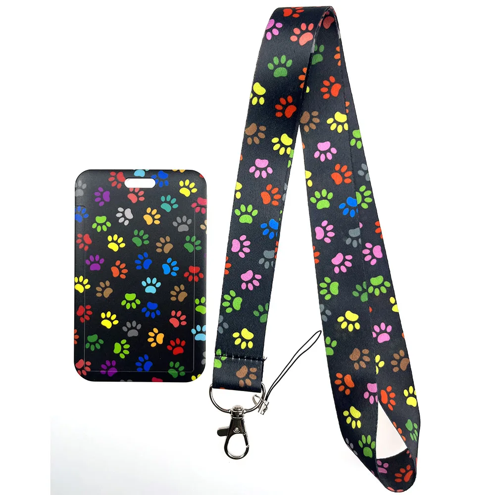 Dog Paw Print Neck Keychain Necklace Webbings Ribbons Anime Cartoon Neck Strap Lanyard ID badge Holder Keychain Lanyards Gifts