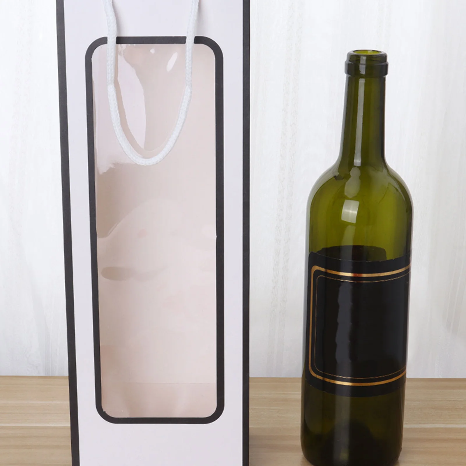 

12Pcs Red Wine Handbag Premium Kraft Paper Bottle Carrier Bag with Easy Carry Handle Stand for Gift Storage Party Favors