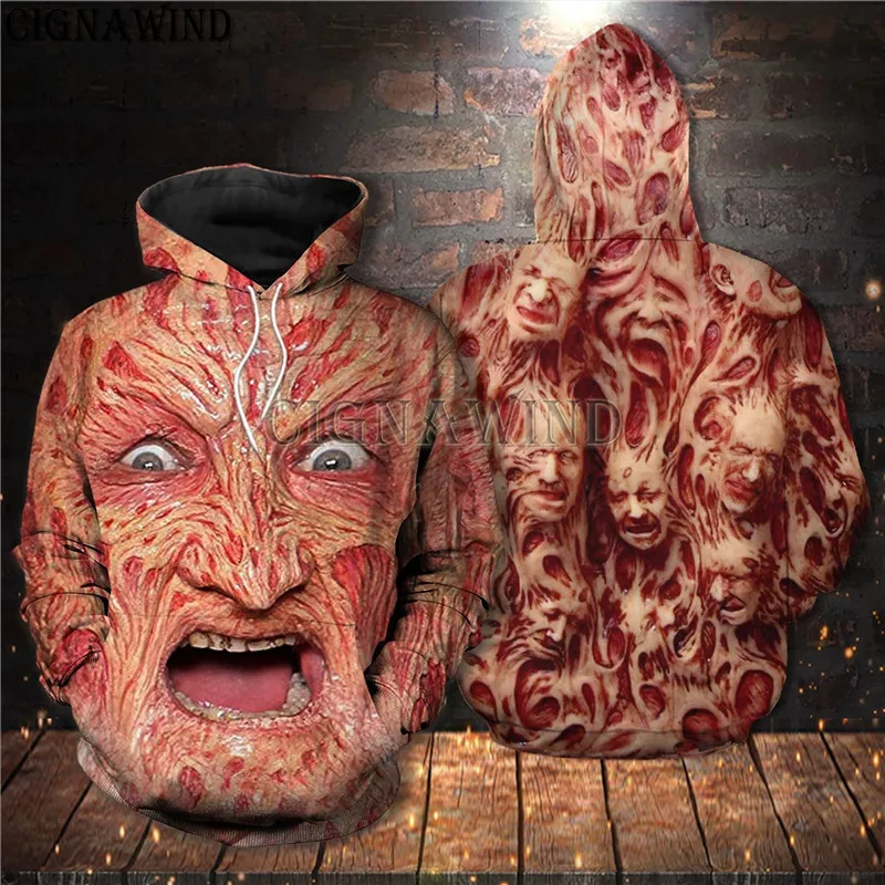 Freddy kruger faces hoodie men/women 3D print hoodies sweatshirts casual Harajuku style streetwear tops