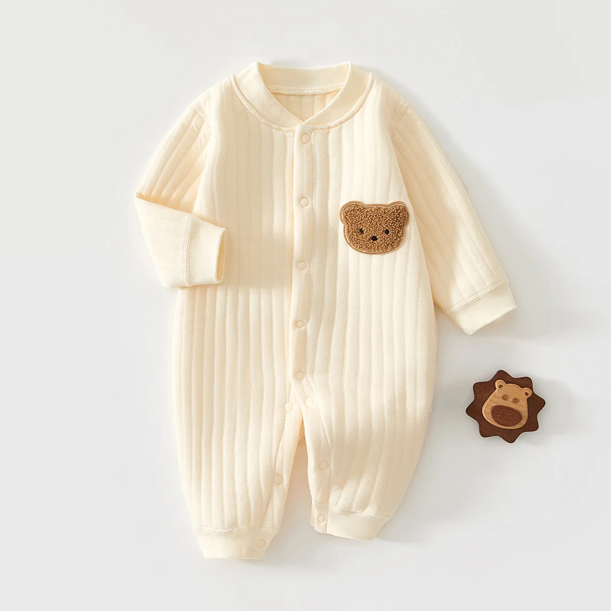 

Boy Girl Kids Onesie Pajamas Thick Cotton Newborn Jumpsuit Cute Bear Romper Infant Crawling Clothes Winter Long Sleeved Bodysuit