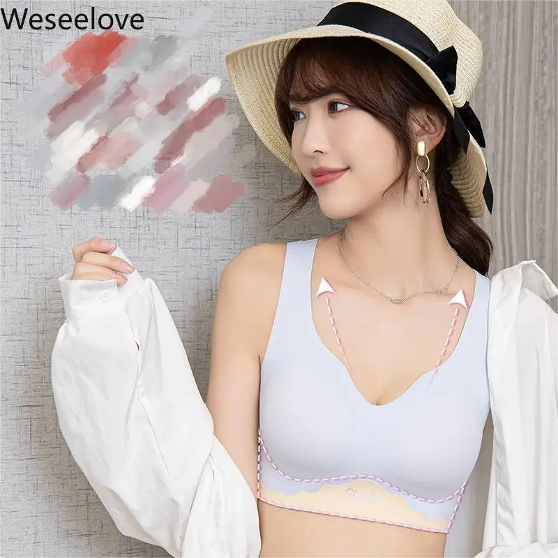 

Weseelove Plus Size Push Up Bra for Women Beautiful Back Gathered Seamless Underwear Lingerie Large Sports Vest Bras X66-1