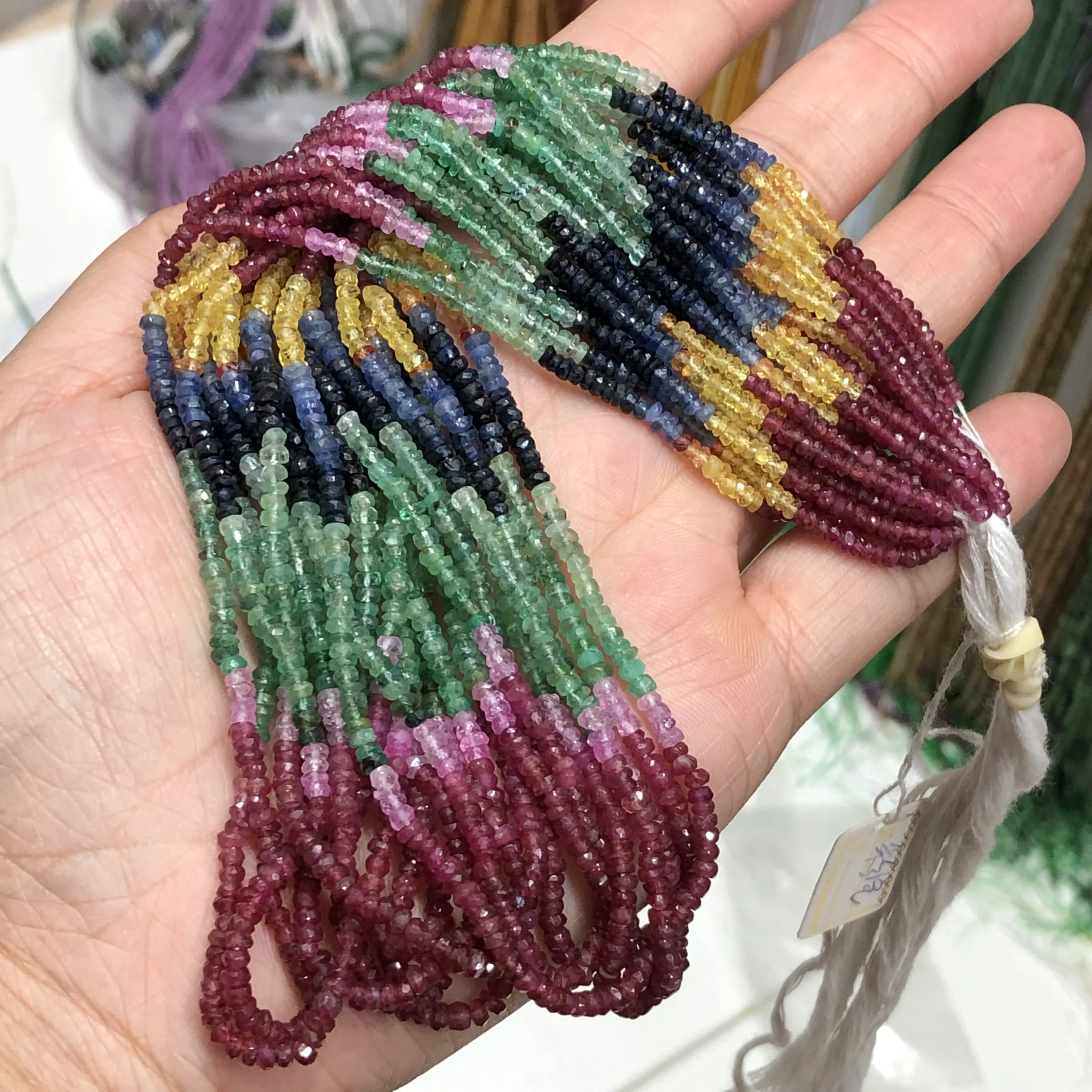 

1 Pc Fengbaowu Natural Colorful Gem Sapphire Ruby Emerald Loose Spacer Beads Jewelry Making For Bracelet Necklace Earring