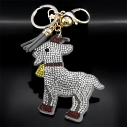 Cute Animal Goat Crystal Charm Keychain Gold Color Alloy Keyring Purse Handbag Car Party Wedding Birthday Gift Jewelry N9802S01