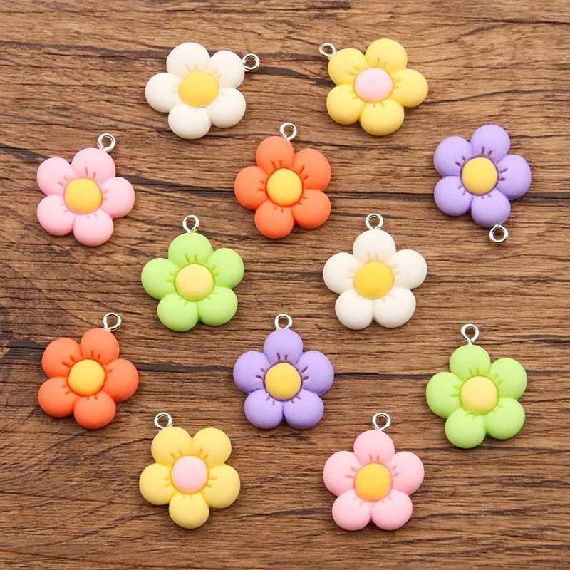 2pcs Resin five-petal plum blossom Daisy pendant diy handmade bracelet necklace earrings jewelry accessories