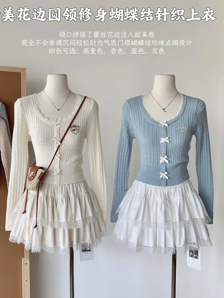 Winter Women Mori Girl Shoujo Girl Cuddly Sweater Long Sleeve Knitwears 2000S Aesthetic Ballet Core Jerseys Korean Sweet Jumper