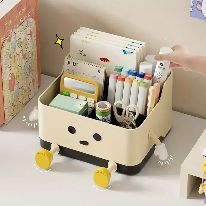 Cute Storage Desk Organizer Pen Holder Stationery Office Accessories Boxes Plastic Drawer Organizing School Supplies