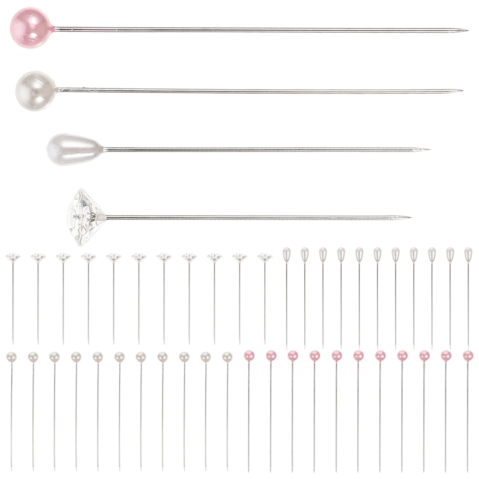 

200pcs Pear Shaped Glitter Pins Sewing Needle Plastic Stainless Steel Straight Pin For Diy Jewelry Craft Wedding Bouquet Durable