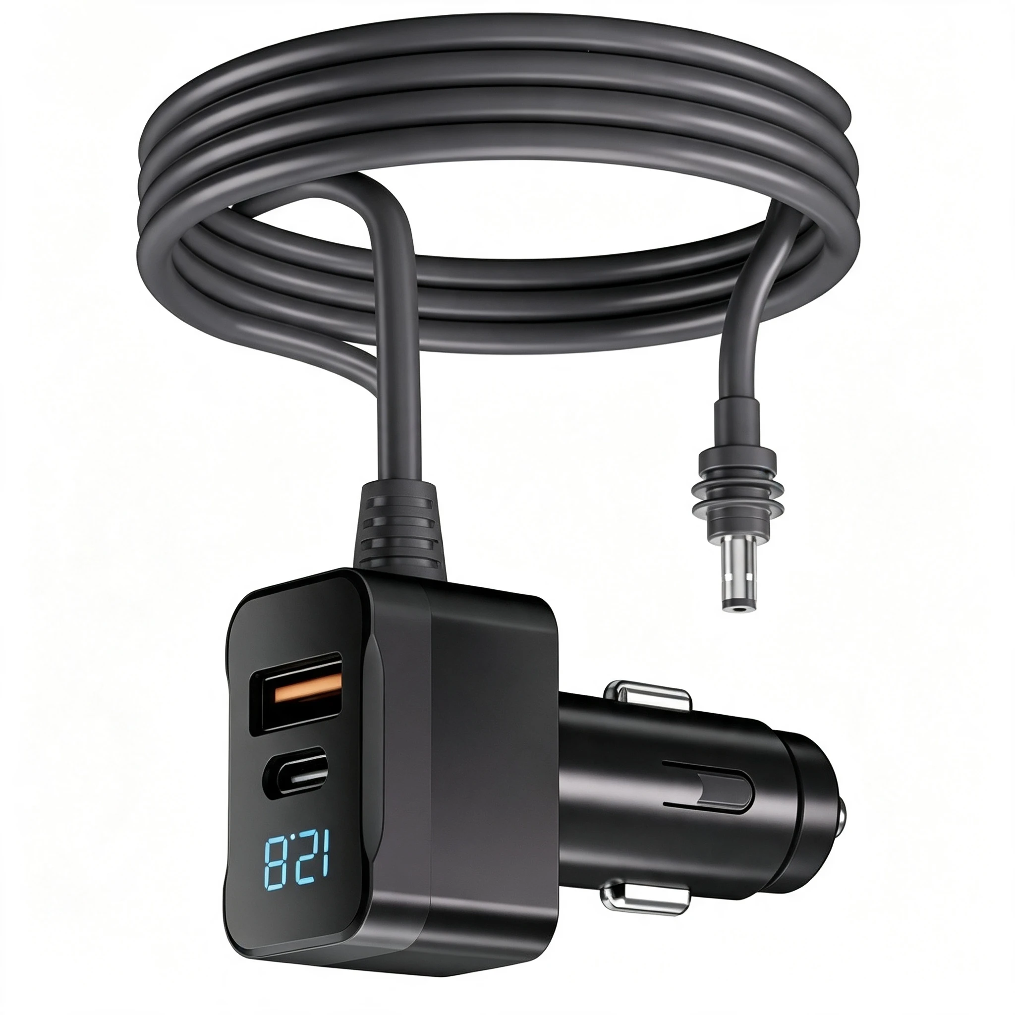High Power Car Charger For Starlink For Mini Devices 3 Meters Long Cable With Digital Monitor For Cars Trucks For RVs Black
