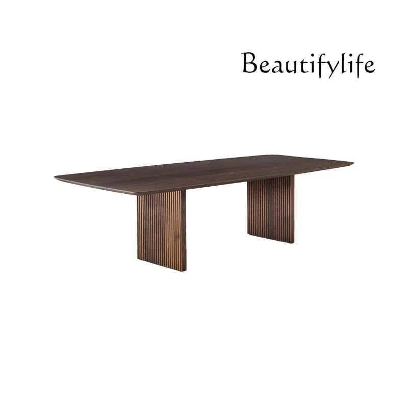 N44 Nordic minimalist North American black walnut solid wood dining table Household rectangular rice tea table Conference long t