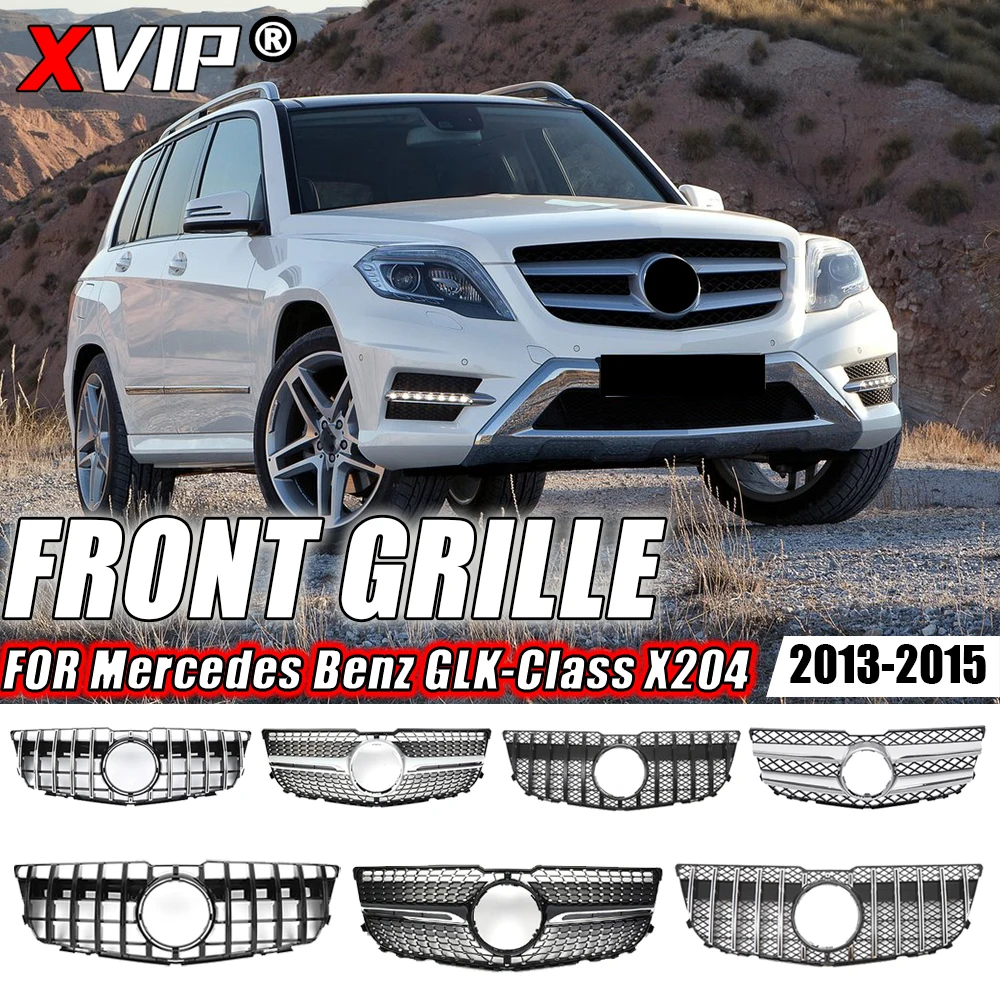 

XVIP Front Racing Grille For Mercedes Benz GLK-Class X204 GLK250 GLK300 GLK350 13-15 Glossy Black GTR Style Front Bumper Grilles