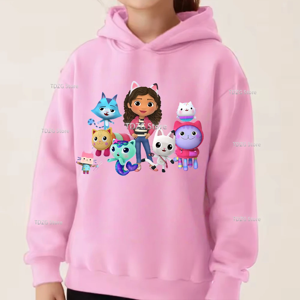 Gabbys بيت الدمية هوديي الأطفال الخريف جديد الاطفال معاطف طويلة الأكمام الفتيان Gabbys القطط البلوز الفتيات ملابس كاجوال الشتاء #3