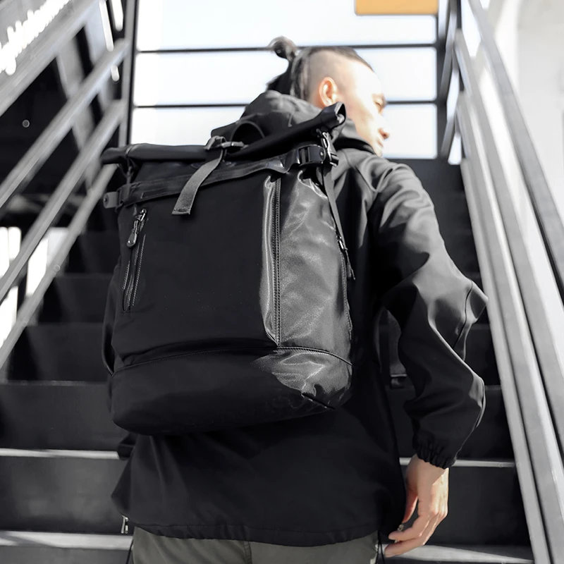 Small Backpack Men Waterproof Rolltop Laptop Compartment Anti Theft Travel Bag Male Mochilas Casual Commute Rucksack
