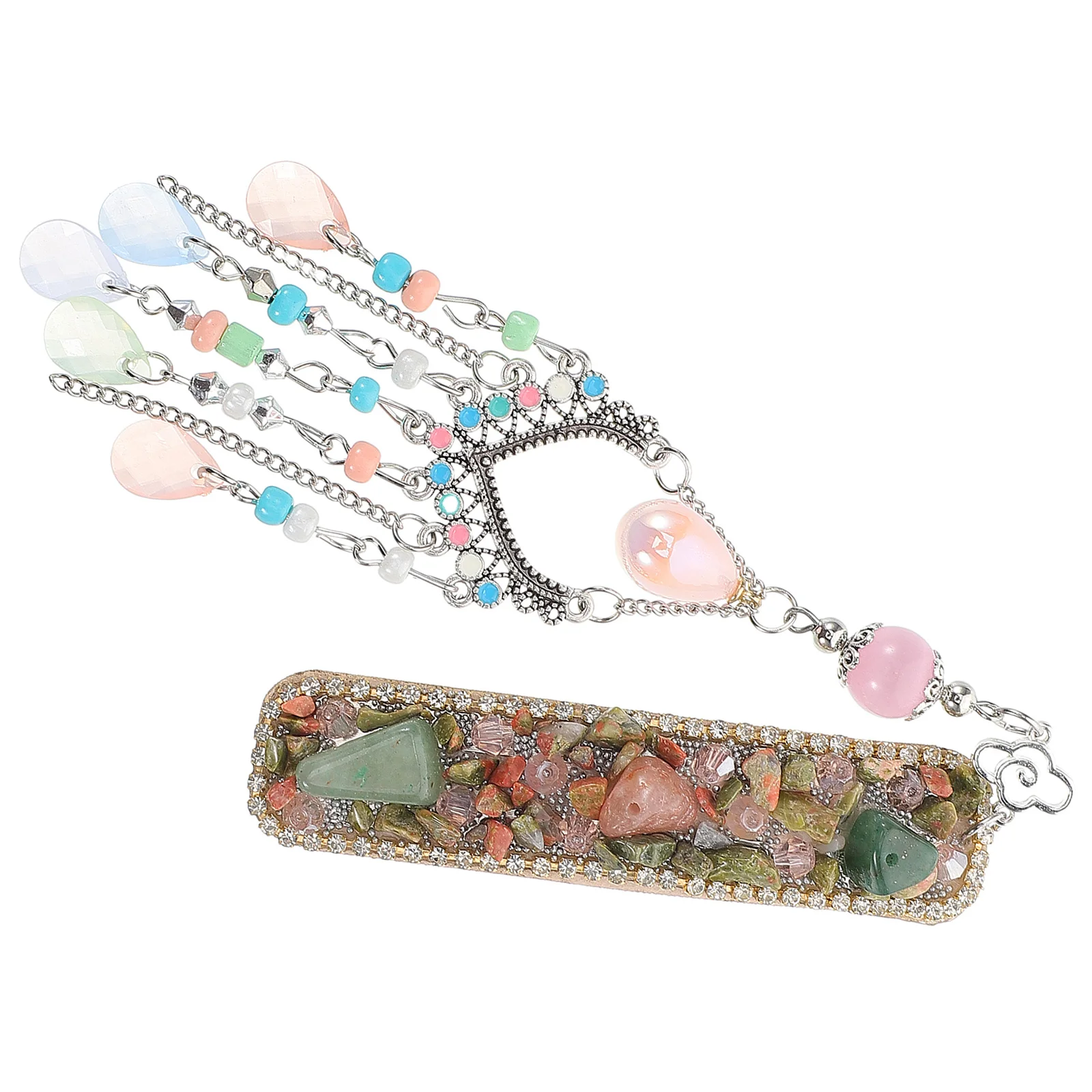 

Wind Chime Tassel Hair Clip Rhinestone Ethnic Style Zinc Alloy Durable Long Pendant Boho Head Chain Traditional Chinese Wedding