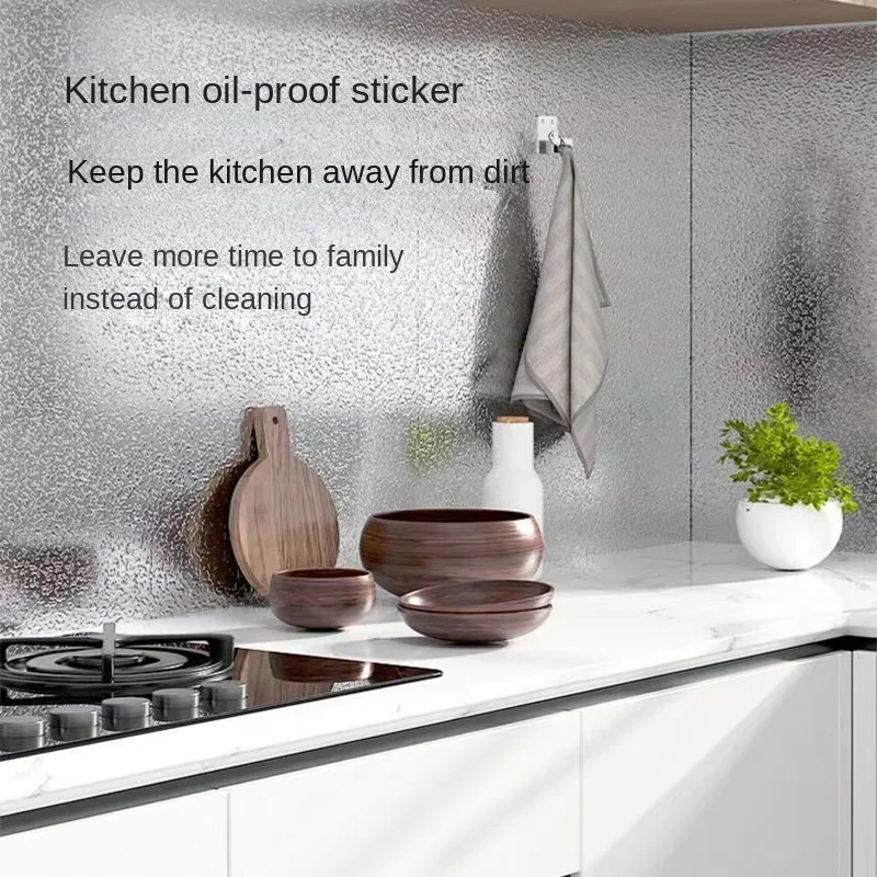 Kitchen Oil Stickers Waterproof Fire Resistance To High Temperature Cabinets Waterproof Adhesive Hearth Wallpaper Foil Cabinets