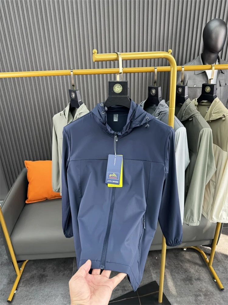 

High-End Ice Oxygen Cool Sensation Men's Sun Protection Clothing Outdoor Spring Summer Breathable Casual Hooded Jaet