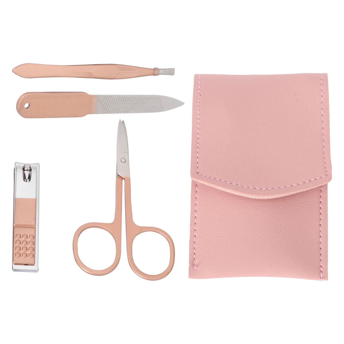 

Stainless Steel Nail Cutter Kit Rose Gold Manicure File Eyebrow Tweezer Beauty Scissors Portable Nail Art Tool Set Home