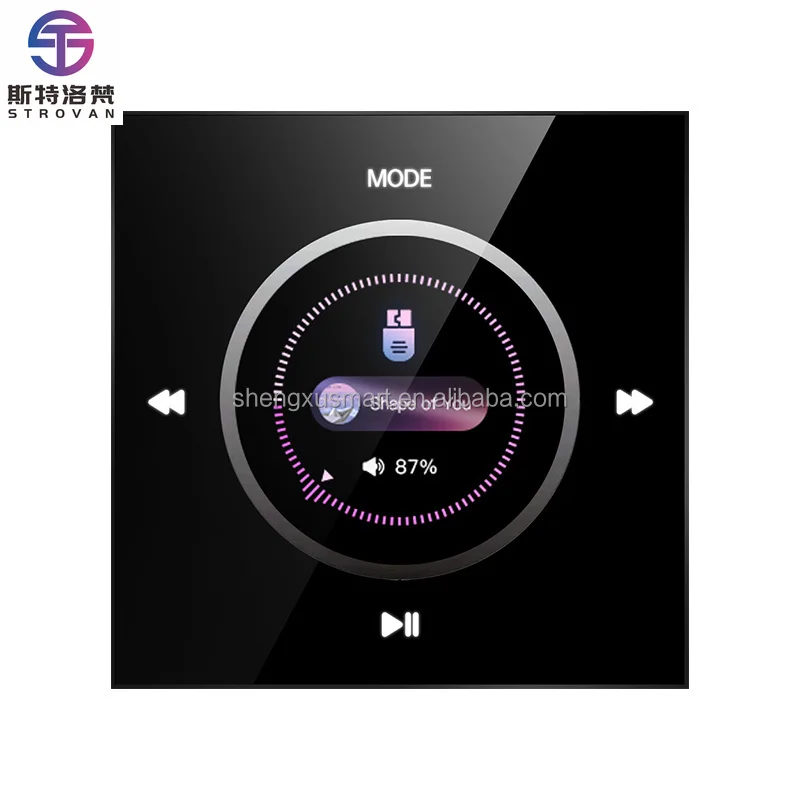 4-Inch  Wall-Mounted Home Theater System Mini Stereo Amplifiers with Touch Screen Blue Background Music Host