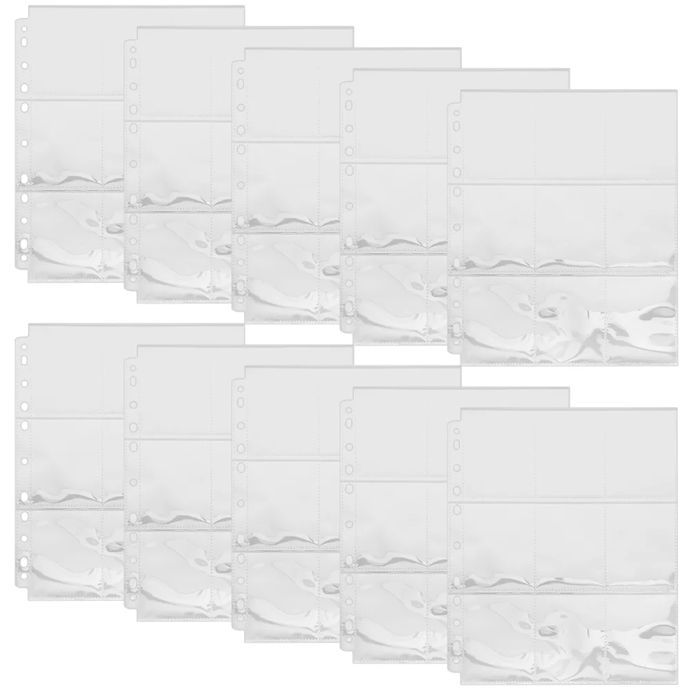 

9 Grid Card Sleeves Clear Reusable Photo Album Pages 11-Hole Refillable Binder Pockets For Photo Book Accessories Storage