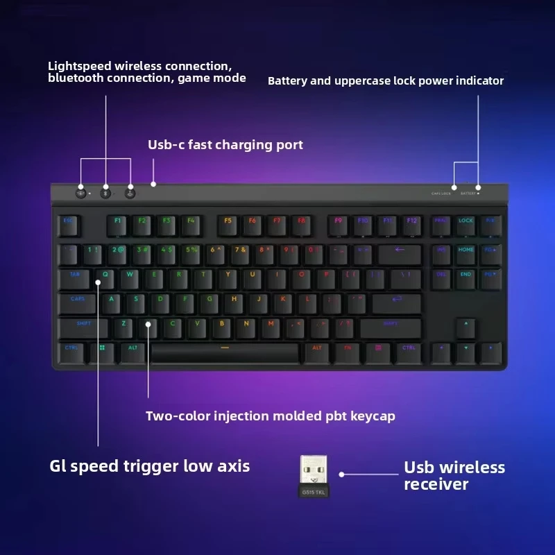 لوجيتك G515 TKL لوحة مفاتيح لاسلكية مع مفاتيح قصيرة للألعاب ميكانيكية من النوع 3 أوضاع لألعاب الكمبيوتر الطرفية #6