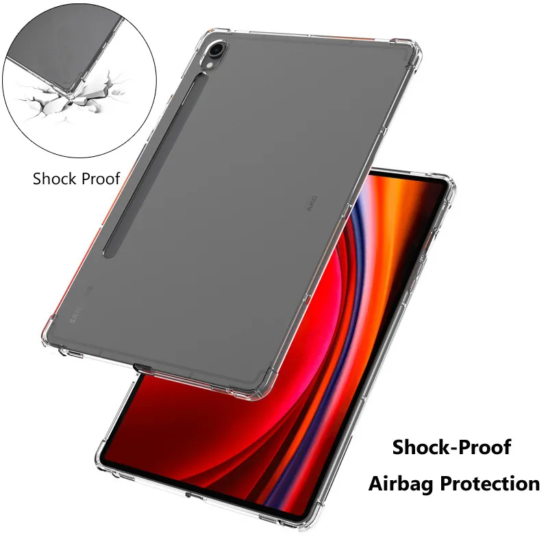 For Samsung Galaxy Tab S10 Ultra 14.6 S10 Plus S10+ 12.4 A7 A8 A9+ S6 Lite S7 S8 S9 FE Plus S8 Plus TPU Transparent Tablet Case