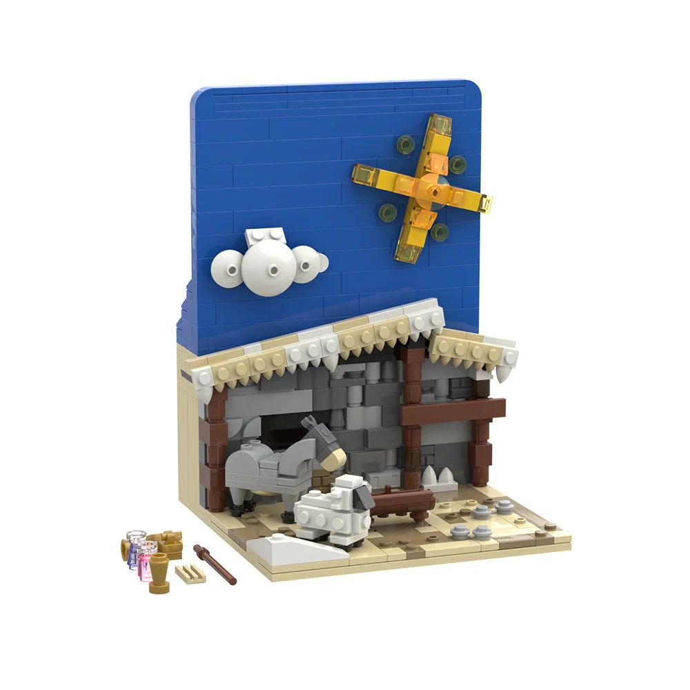 

Gobricks MOC 3D art painting Christmas Scene Building Blocks Model Santa Claus visits miniature landscape Bricks Toy Kids Gift
