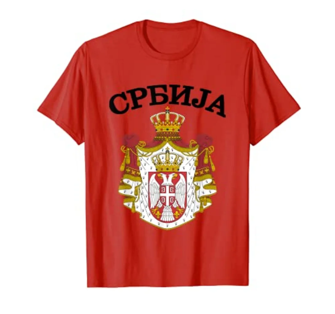 Emblem of Serbia Serbian Eagle Grb Double-headed Eagle Men T-Shirt Short Sleeve Casual 100% Cotton O-Neck Summer Shirt