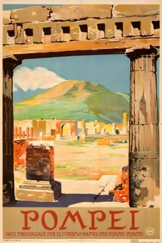 VISIT POMPEI SEE THE HISTORY AND RUINS  Travel Poster 16 x 24 VINTAGE