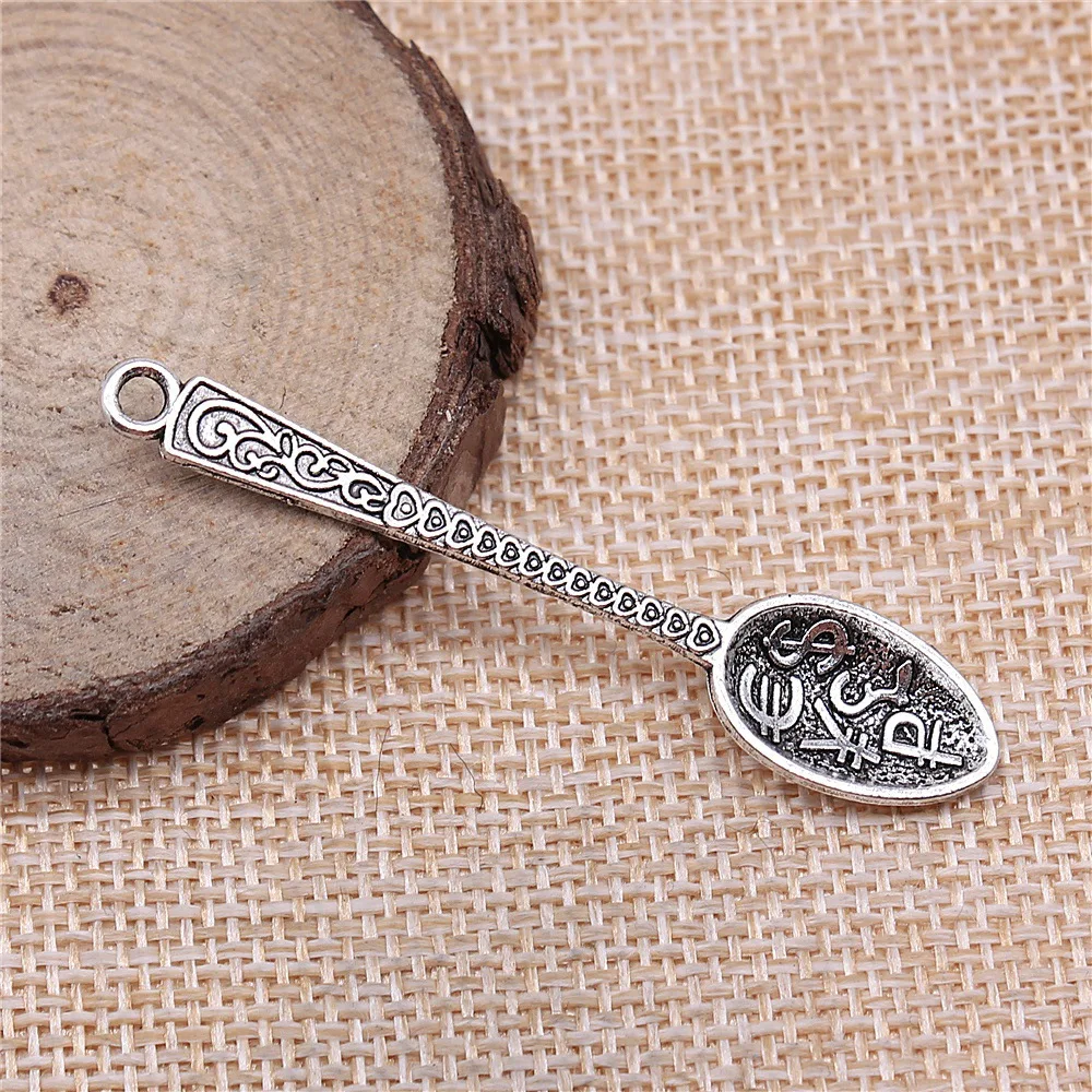 IFOCUS 10pcs/Lot Rich Spoon Charms For DIY Jewelry Making Zinc Alloy 12x57mm/0.47x2.24inch