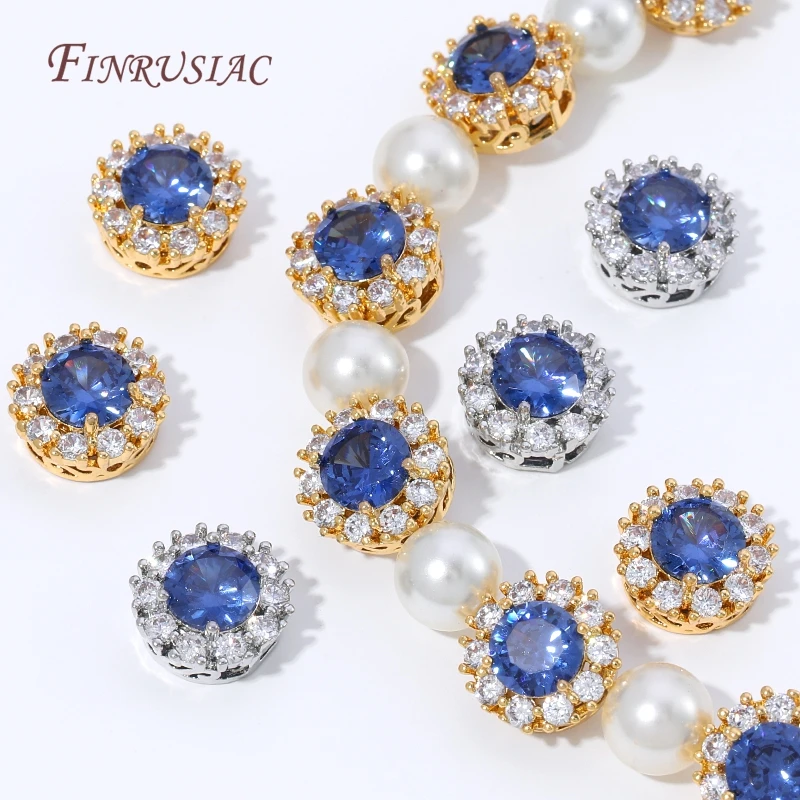18K Gold Plated Moon Spacer Beads,CZ Inlaid Crescent Moon Beads For DIY Pearl Necklace Bracelet Jewelry Making Findings - view 2