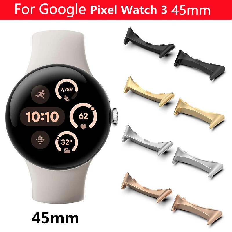 2 Pcs Stainless Steel Adapter For Google Pixel Watch 3 45mm strap Accessories Metal 22mm Quick fit Connector Pixel Watch 3 45 mm