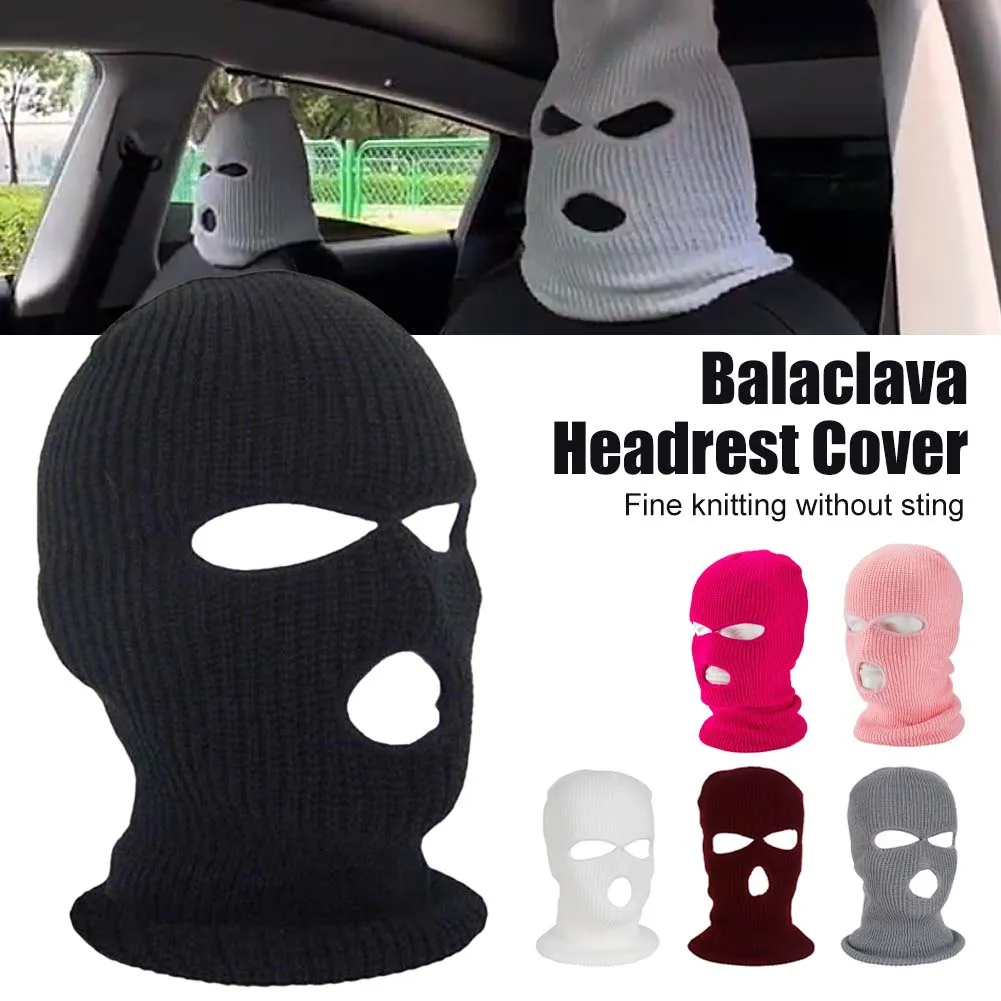 

Universal Car Seat Headrest Cover Balaclava 3Hole Full Cover Halloween Christmas Funny Car Decoration for Tesla BMW Benz Nissan