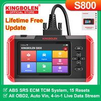 KINGBOLEN S800 Car Diagnostic Tool ABS SRS ECM TCM 4 systems 15 Resets Lifetime Free Oil Brake SAS IMMO Reset Auto OBD2 Scanner