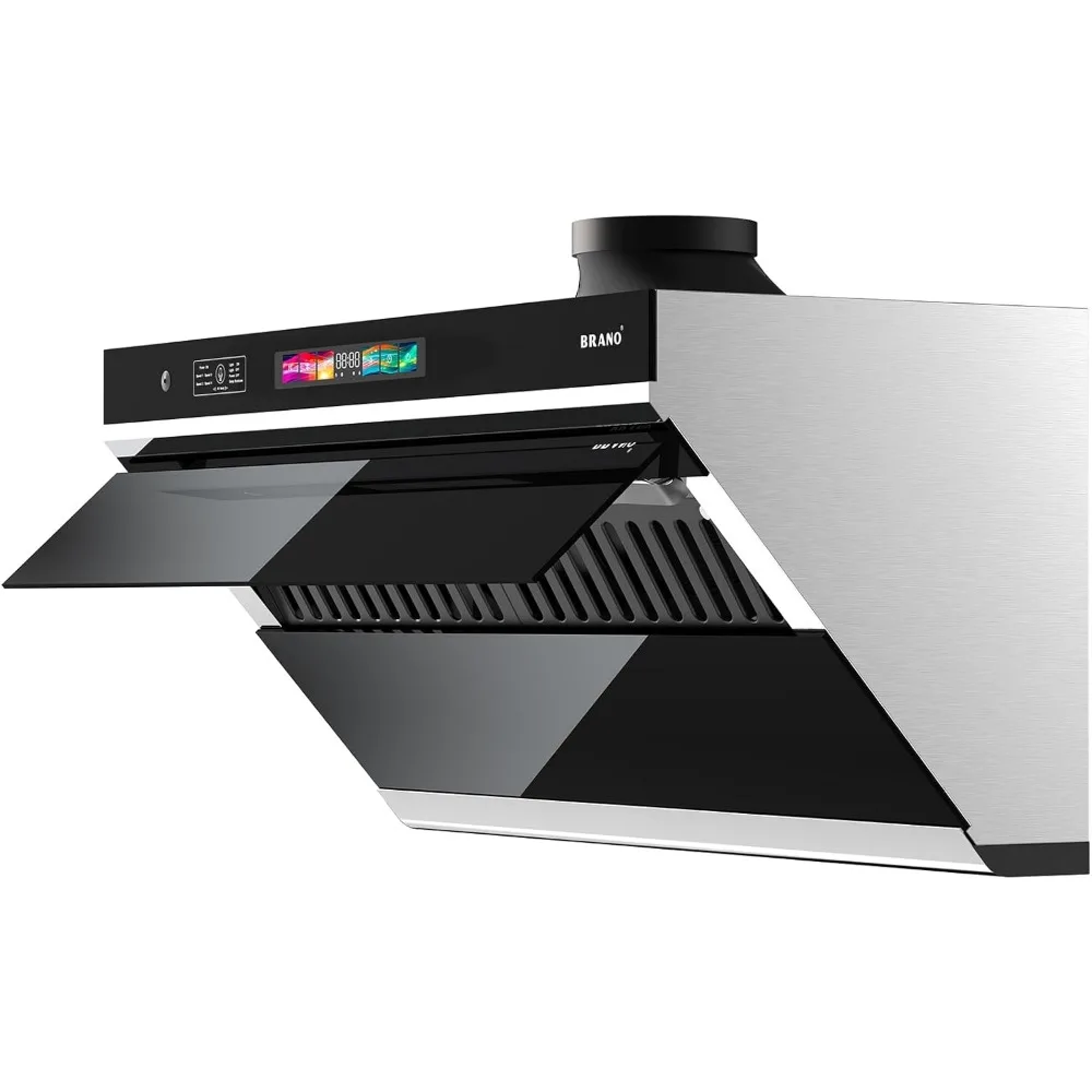 30 Inch Range Hood, 900 CFM Kitchen Hood with Voice/Gesture/Touch Control,Ducted/Ductless Convertiblem4 Speed Exhaust Fan