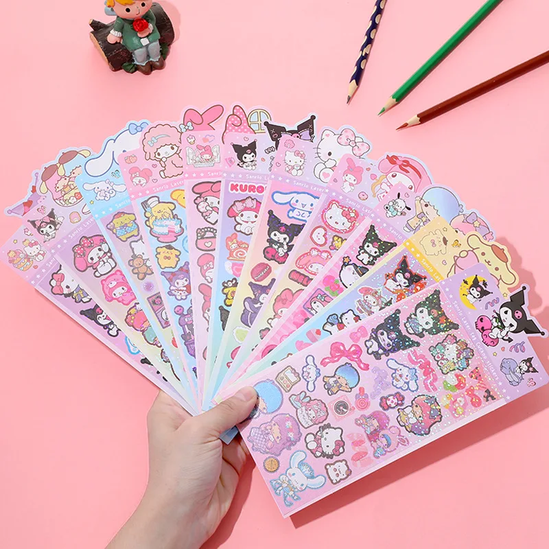 20/100pcs Sanrio Sticker Cute Hello Kitty Cinnamoroll Kuromi My Melody Sticker Kids Decals Hand Account Stationery Wholesale Toy