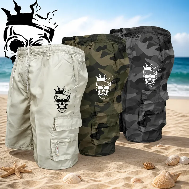 for Amazon Summer New Men's Tooling Shorts European American Loose Cross-Border Multi-Pocket Casual Sports Shorts