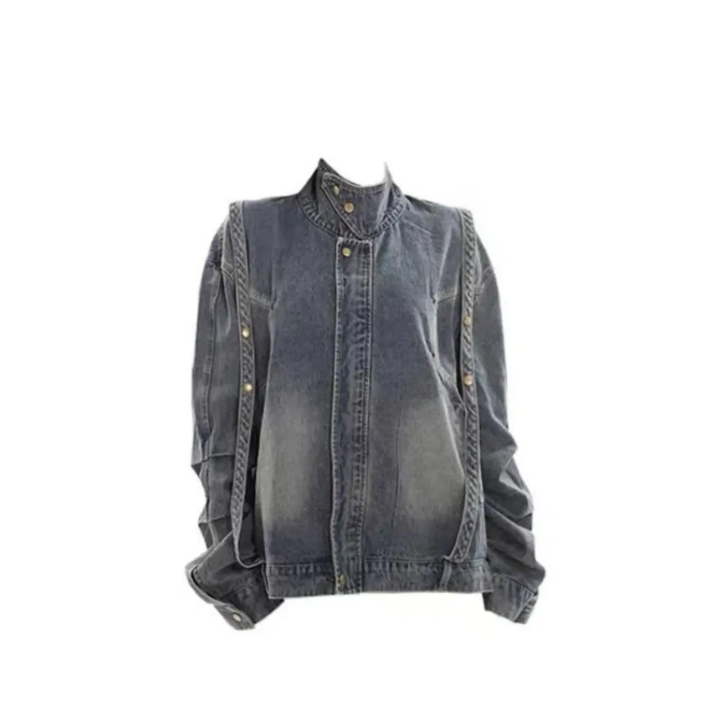 

Женская джинсовая куртка, осенняя мода, высокая талия, ретро, свободный крой, универсальный топ в европейском и американском стиле, индивидуальная ниша