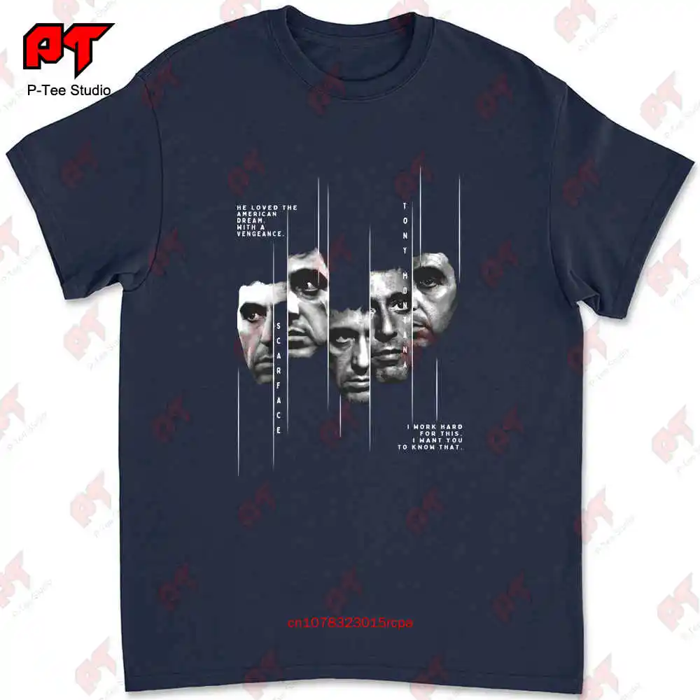 Scarface Tony Montana Sliced Al Pacino American Dream Cuban Mafia T-shirt NN63