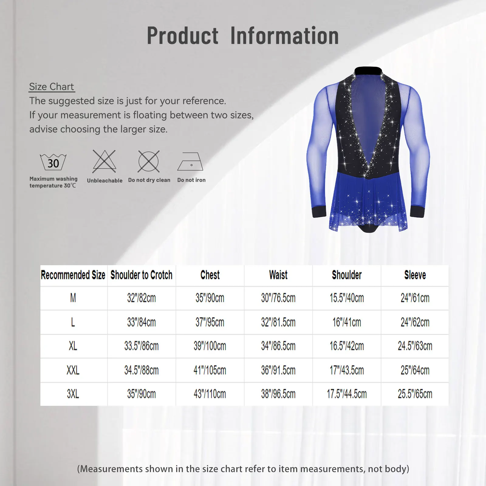 Men's Sheer Mesh Latin Dance Bodysuit Acrobatics Gymnastics Jumpsuit Chacha Skating Salsa Samba Peplum Leotard Long Sleeve Tops