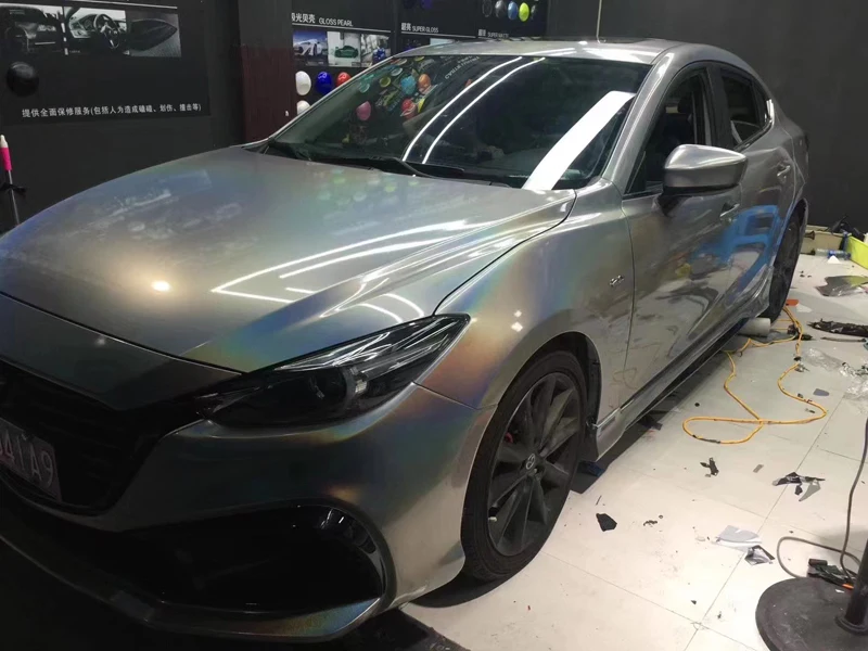 

Glossy Psychedelic FLIP Ghost Pearl Silver Vinyl Car Wrap Film Sheet Roll with Air Release Technology