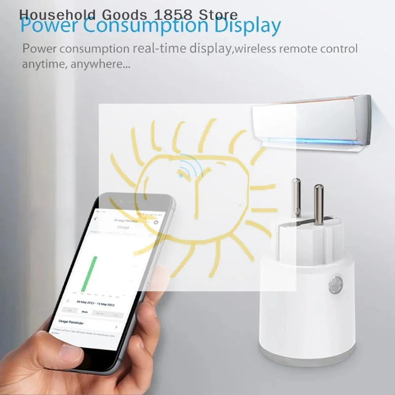 

Matter Smart Power Plug Wi-Fi 16A Измеритель мощности Дистанционное управление Розетка европейского стандарта работает с Tuya Homekit Echo Alexa Google Home Smartlife