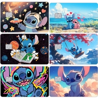 Stitch Cute Cartoon Diy Star Laser Anime Film Skin Stickers Kawaii Bank Credit Debit Access Transportation Card Decal Decoration